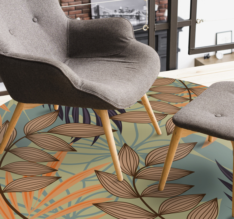 φύλλα σε κλαδιά floral χαλί βινυλίου - TenStickers