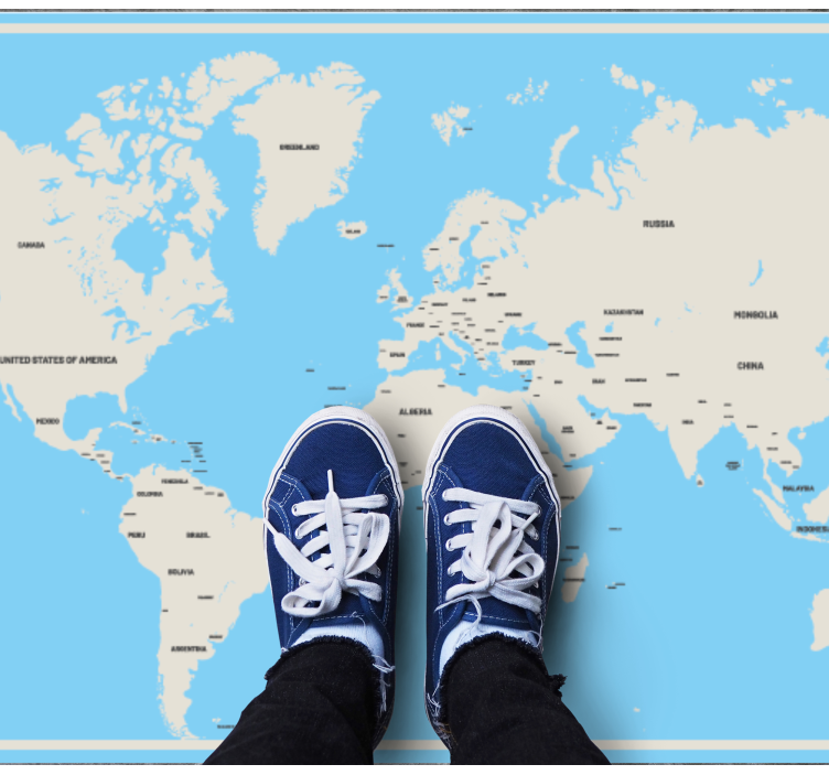 ελαφριά χρώματα με χαλιά παγκόσμιου χάρτη ονομάτων χωρών - TenStickers