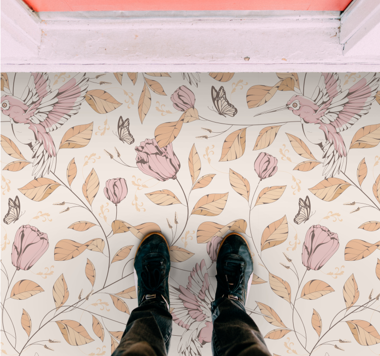 χαλί εισόδου παστέλ λουλουδάτη κομψότητα - TenStickers