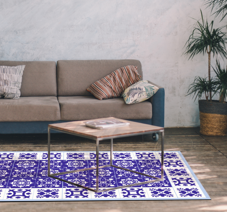 υπέροχο λευκό και μπλε πλακάκι χαλί - TenStickers