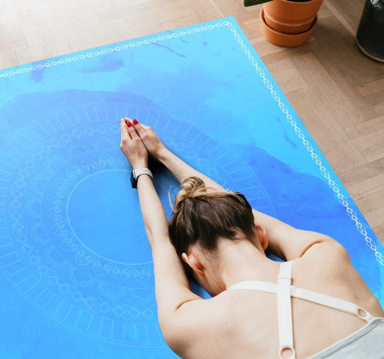 Μαντάλα μπλε φώτα Μάνταλα βινύλιο χαλί - TenStickers