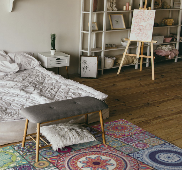 Μαντάλα πλακάκια Μάνταλα βινύλιο χαλί - TenStickers