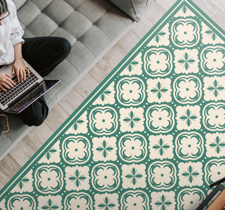 Μαρμάρινο χαλί βινυλίου κομψό λουλουδάτο στοιχείο - TenStickers