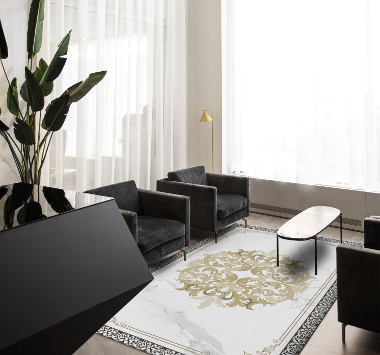 Μαρμάρινο χαλί βινυλίου κομψός χρυσός ανθίζει - TenStickers