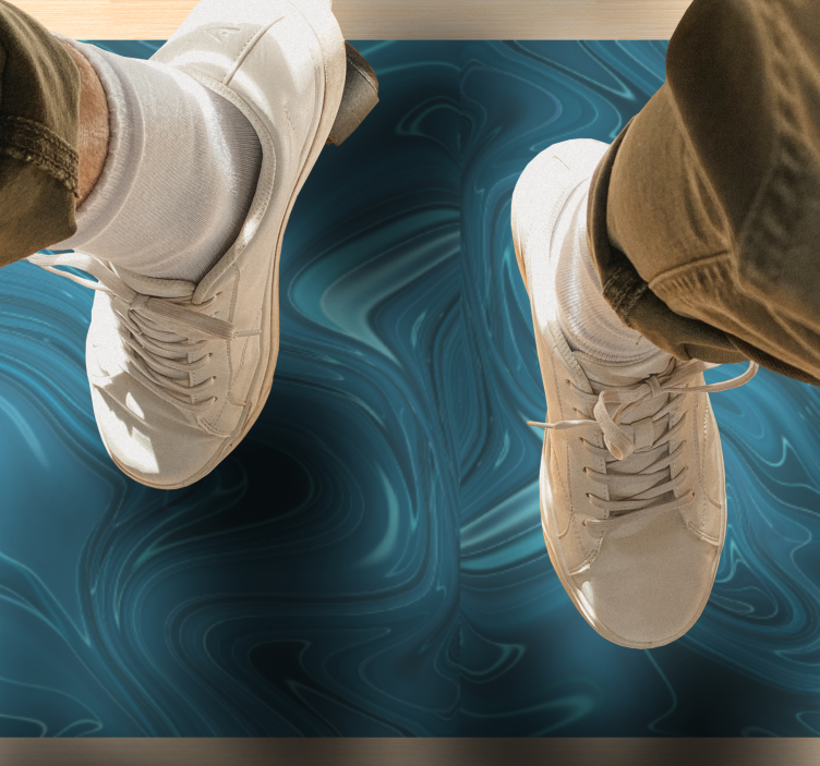 Μαρμάρινο χαλί βινυλίου σε κυματιστούς θαλάσσιους τόνους - TenStickers