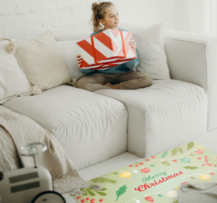 χαρούμενα Χριστούγεννα και χαλί χριστουγεννιάτικων δέντρων - TenStickers