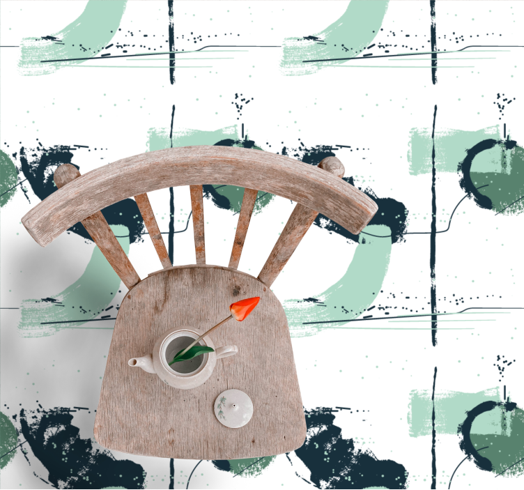 Μινιμαλιστικό χαλί από βινύλιο αφηρημένες πράσινες πινελιές - TenStickers