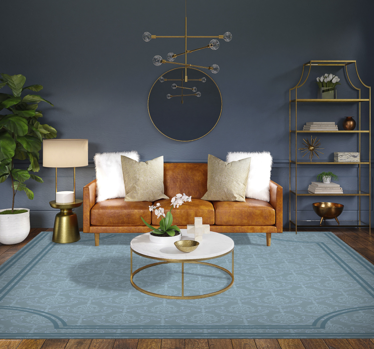 Βινυλιακό χαλί τραπεζαρίας απαλό μπλε μπαρόκ - TenStickers