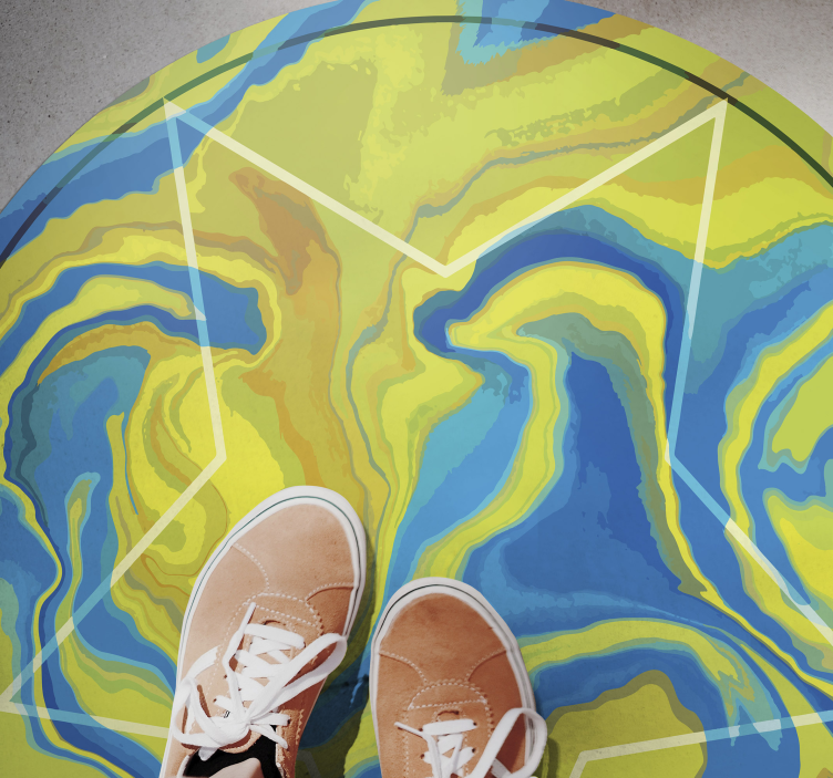 χαλί βινυλίου μπλε και κίτρινο αστέρι - TenStickers