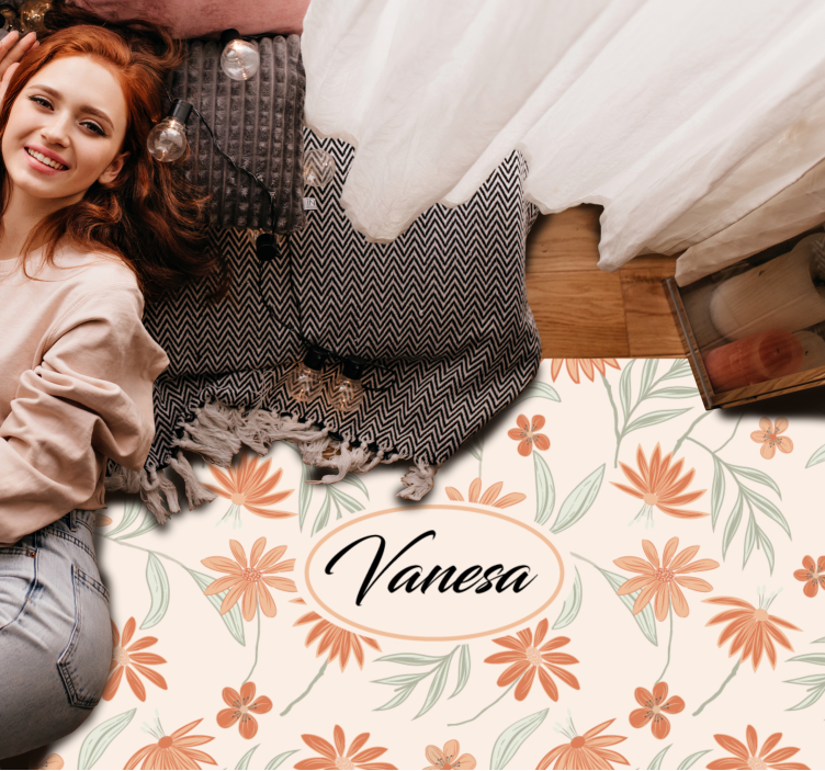 μοντέρνο αφηρημένο με ανοιχτά χρώματα λουλουδάτο χαλί - TenStickers