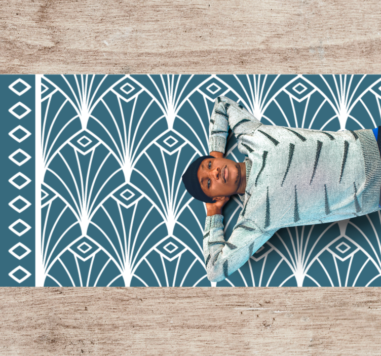 μοντέρνας τέχνης μπλε και λευκά deco γεωμετρικά χαλιά - TenStickers