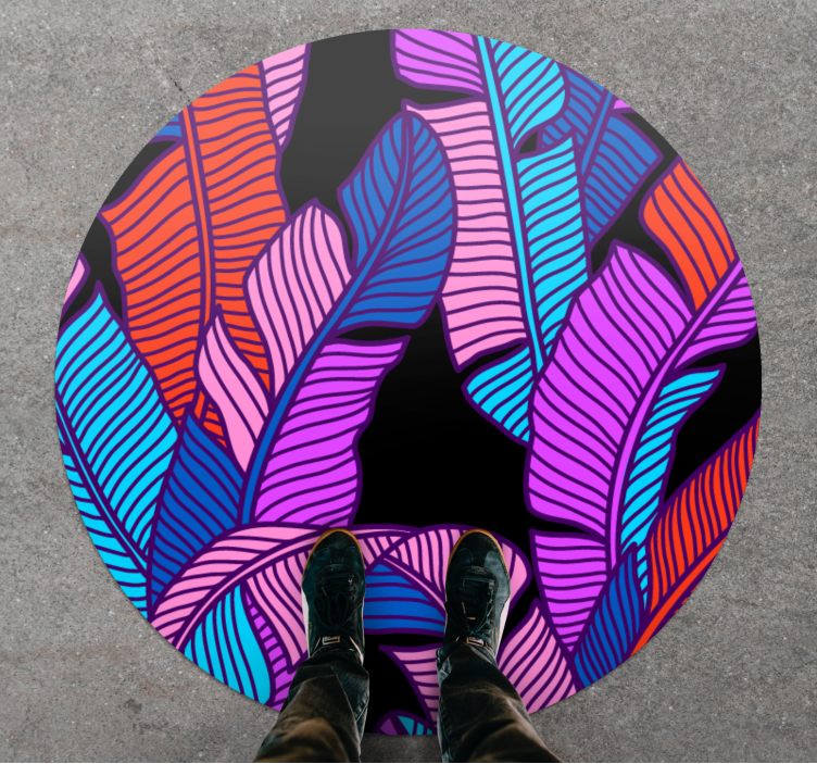 μοντέρνα πολύχρωμα φυτά μοτίβο κυκλικό χαλί - TenStickers