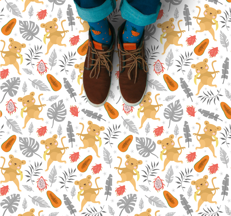 πιθήκους και εξωτικά φρούτα παιδικό χαλί βινυλίου - TenStickers