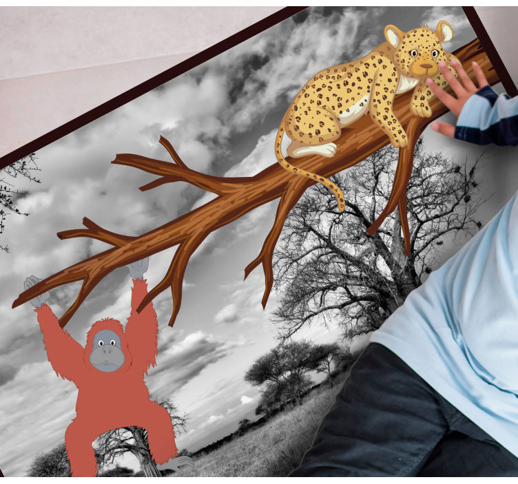 μαϊμούδες κυνηγούν μια κουβέρτα με λεοπάρδαλη - TenStickers