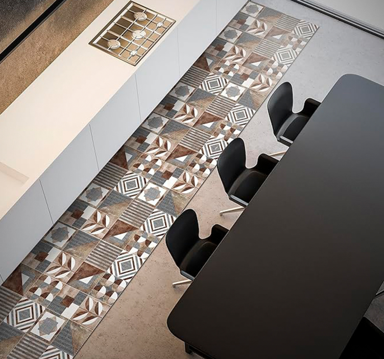 mωσαϊκό σχέδιο βινυλίου χαλιού καφέ σεμεντίνη - TenStickers
