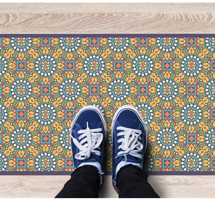 mωσαϊκό σχέδιο βινυλίου χαλιού πολύχρωμη κίτρινη σύνθεση - TenStickers