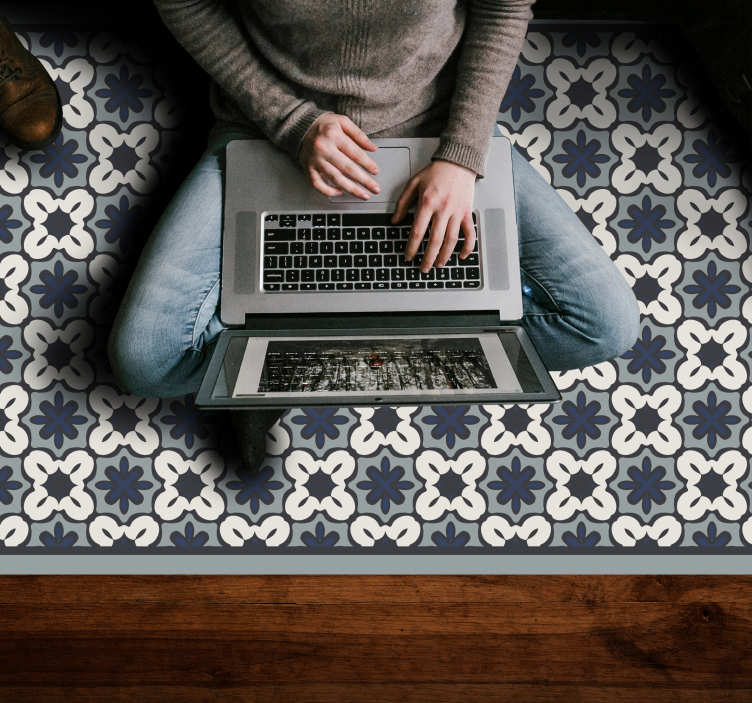 mωσαϊκό σχέδιο βινυλίου χαλιού γκρι κλασική σύνθεση - TenStickers