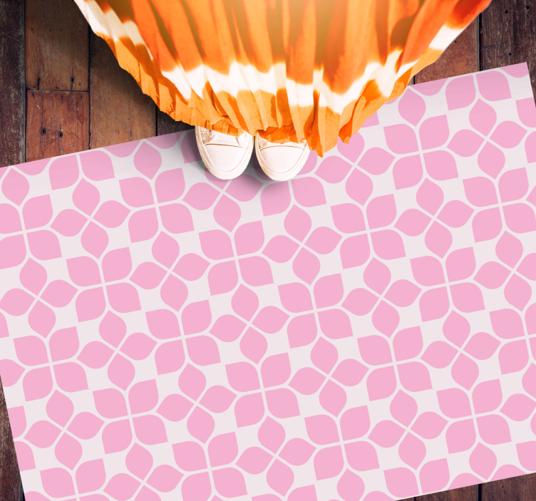 mωσαϊκό σχέδιο βινυλίου χαλιού ροζ λουλουδάτο πλακάκι - TenStickers