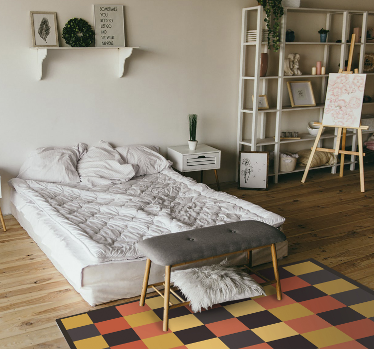 πολύχρωμο τετράγωνο σχέδιο μοντέρνο χαλί - TenStickers