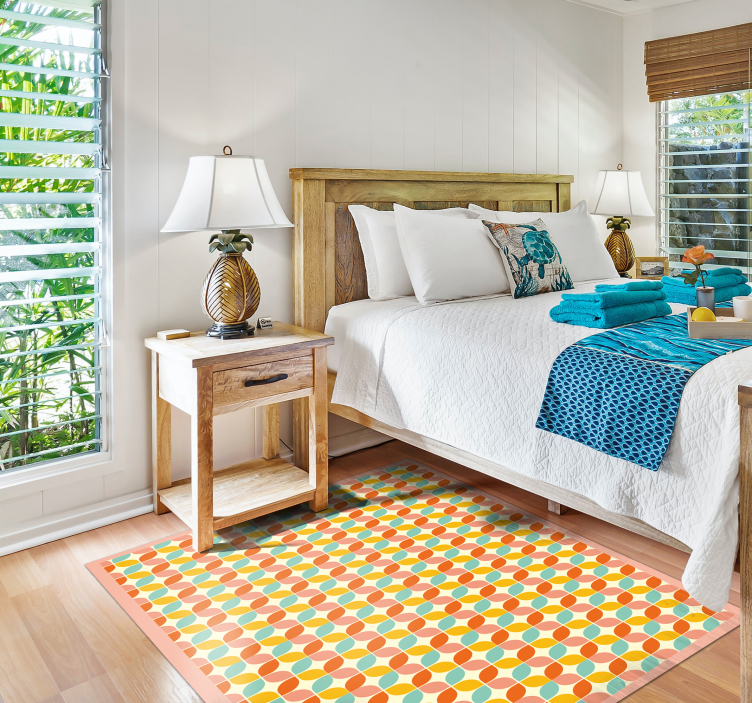 πολύχρωμα τετράγωνα γεωμετρικά χαλιά βινυλίου - TenStickers