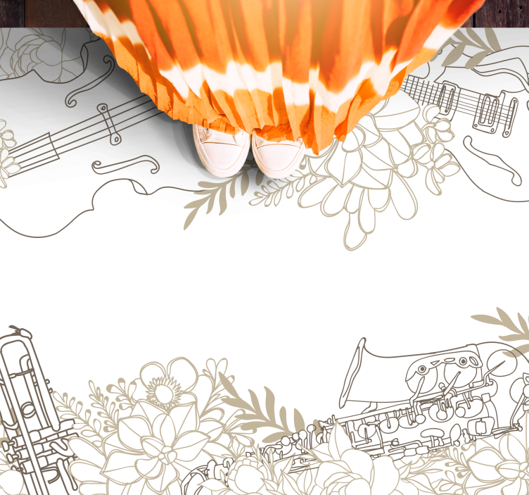 μουσικό όργανο με λουλούδια κρεβατοκάμαρα - TenStickers