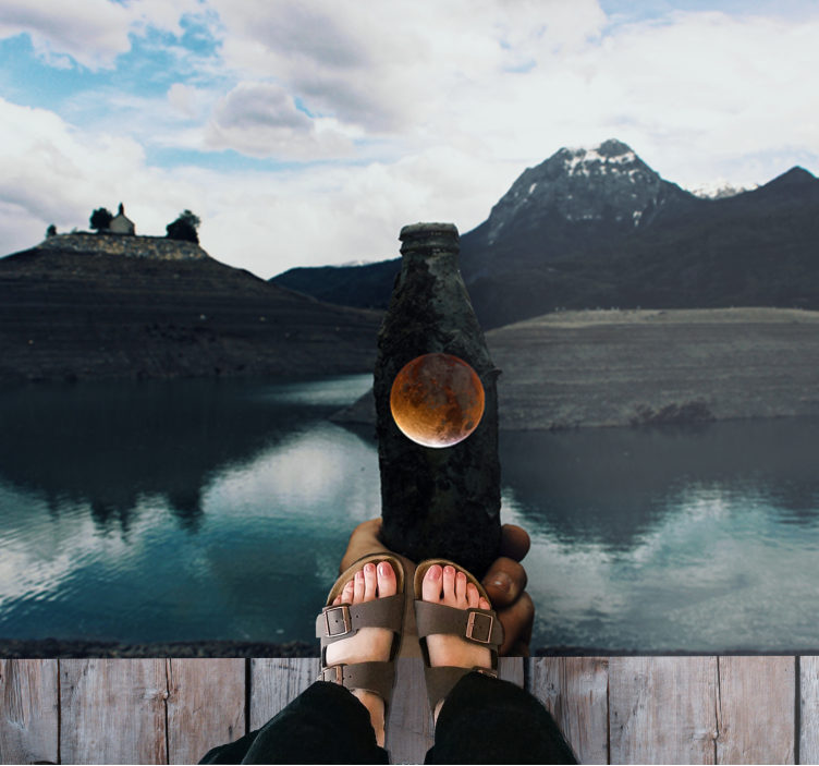 χαλί φύσης θέα σε φεγγάρι από μπουκάλι - TenStickers