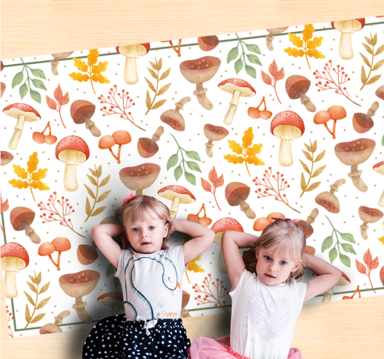 χαλί φύσης πολύχρωμα στοιχεία μανιταριών - TenStickers