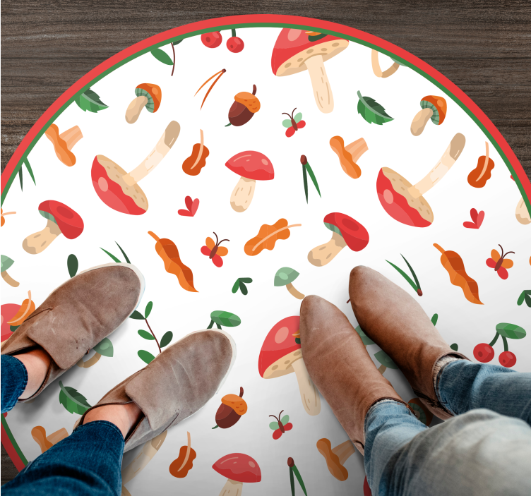 xαλί βινυλίου με λουλούδια λουλουδάτο μοτίβο μανιταριού - TenStickers