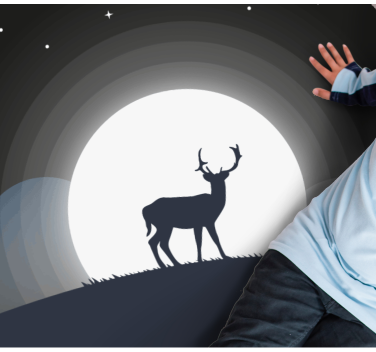 κυκλικό χαλί ελάφι κάτω από το φεγγάρι - TenStickers