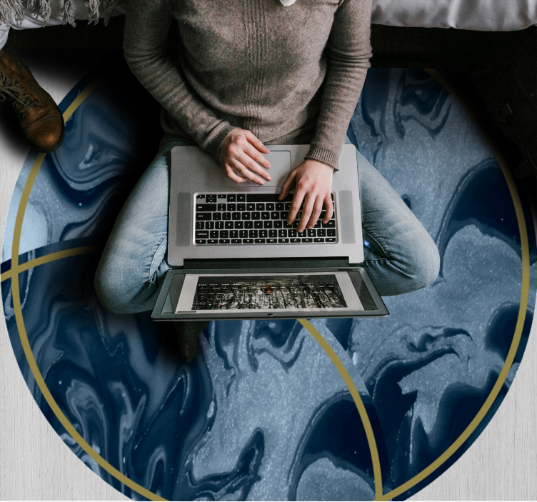 Μαρμάρινο χαλί βινυλίου αφηρημένο μαρμάρινο κυκλικό σχέδιο - TenStickers