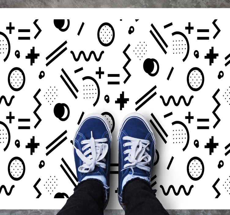 σκανδιναβικό μαύρο και άσπρο φιγούρες ελάχιστο χαλί - TenStickers