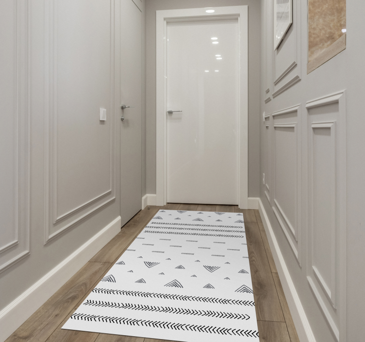 σκανδιναβικό μαύρο και άσπρο ρίγες βινυλίου χαλί - TenStickers