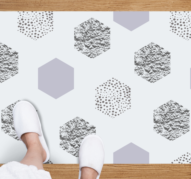 σκανδιναβικά γκρι εξάγωνα γεωμετρικά χαλιά - TenStickers