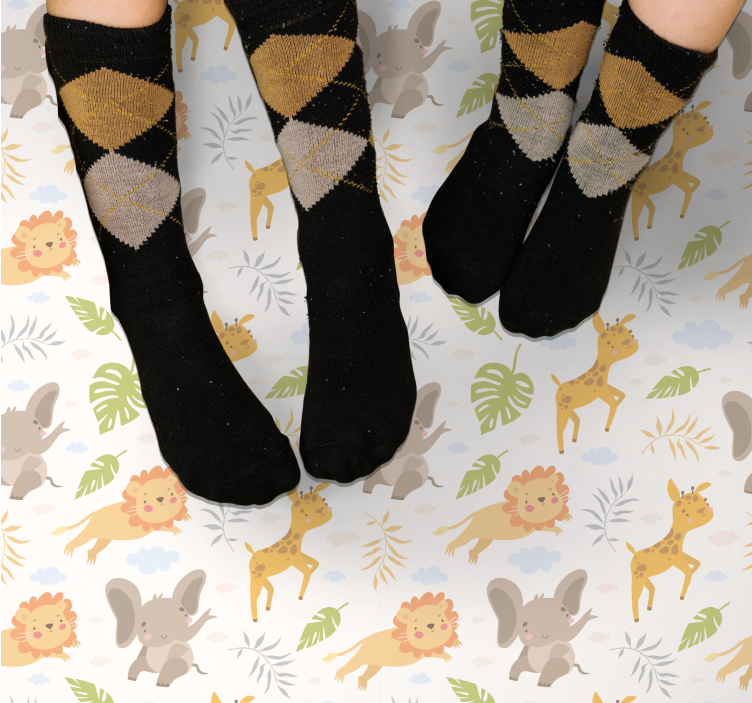 σκανδιναβικό μινιμαλιστικό χαλί βινυλίου για παιδιά από σαφάρι - TenStickers