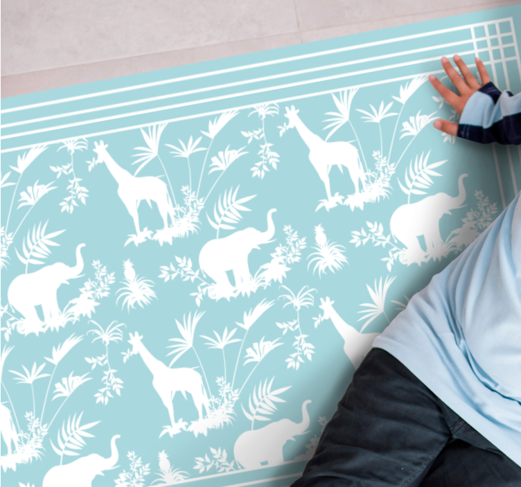 Βινυλιακό χαλί νηπιαγωγείου σκηνή σαφάρι στη ζούγκλα - TenStickers