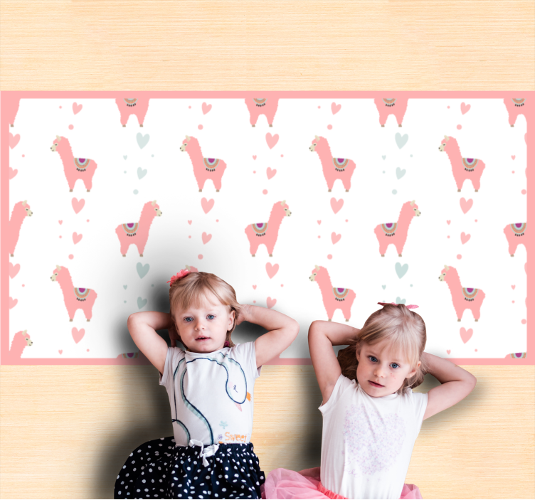 Βινυλιακό χαλί νηπιαγωγείου μοτίβο αγάπης λάμα - TenStickers