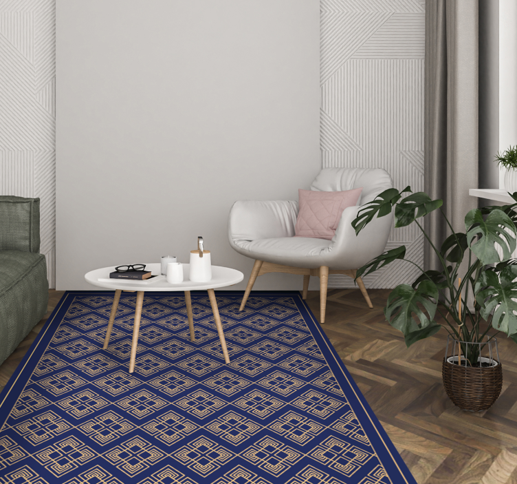 ντεμοντέ διακοσμητικό μπλε vintage χαλί - TenStickers