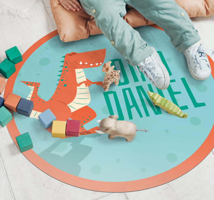 πορτοκαλί δεινόσαυρος με εξατομικευμένο όνομα κειμένου - TenStickers