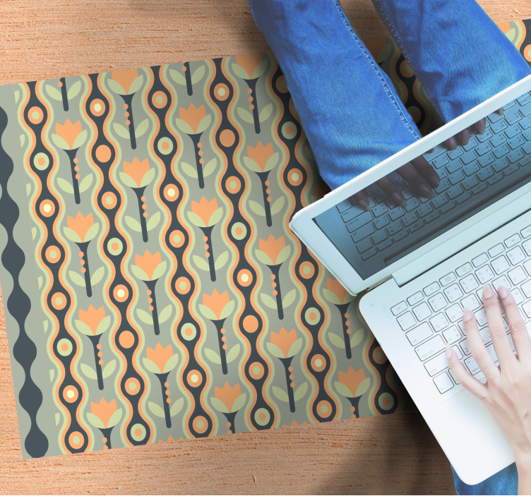 πορτοκαλί ακανόνιστο λουλουδάτο χαλί - TenStickers