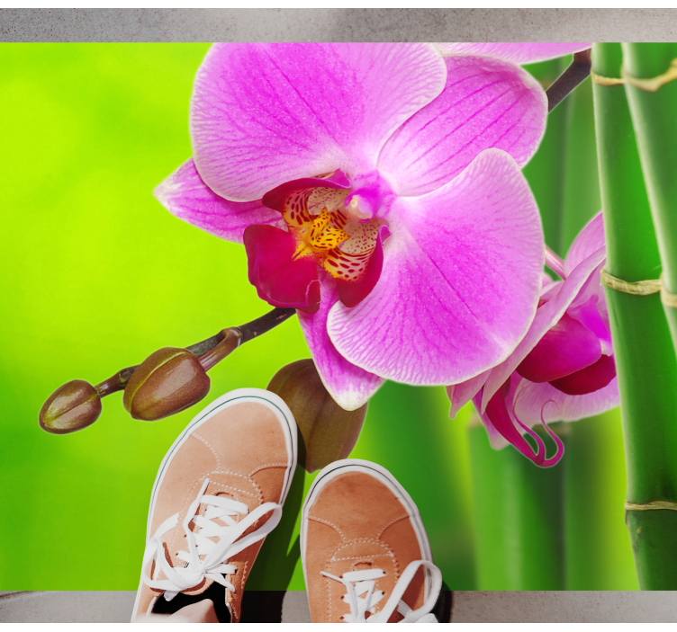 ορχιδέα και μπαμπού λουλουδάτο χαλί βινυλίου - TenStickers