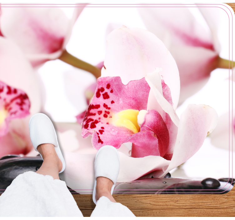 ορχιδέες με πέτρες λουλουδάτο χαλί - TenStickers