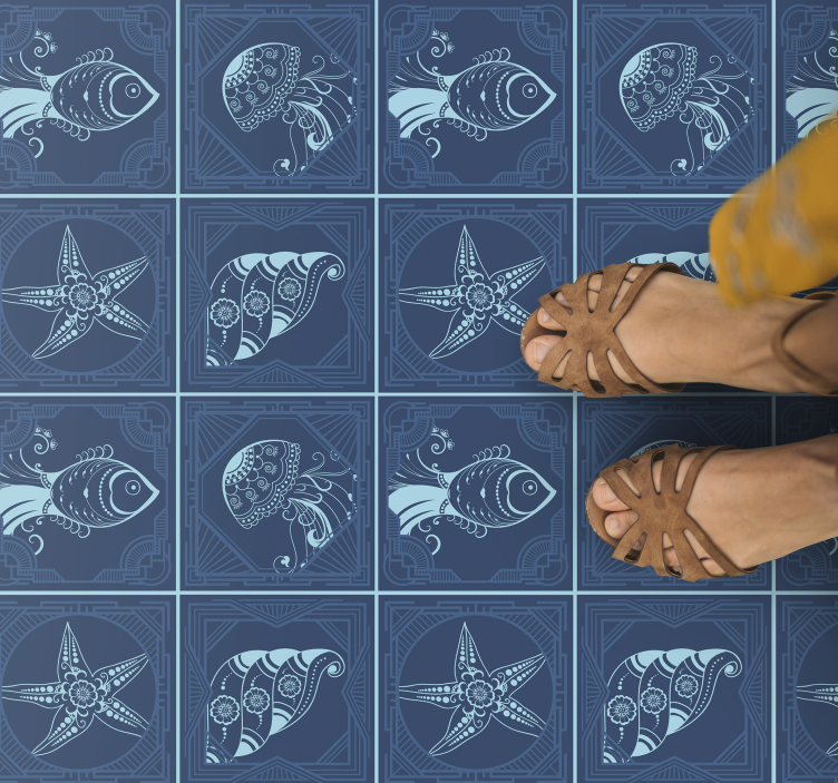 διακοσμητικά θαλάσσια ζωή πλακάκια ζωικό χαλί - TenStickers