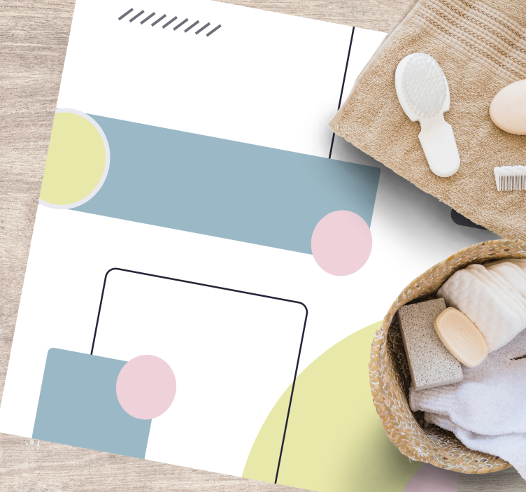 παστέλ γεωμετρικό υπόβαθρο τετράγωνο χαλί βινυλίου - TenStickers