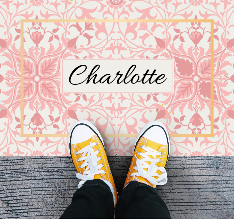 ροζ και μπεζ vintage λεπτομέρειες εξατομικευμένο χαλάκι - TenStickers