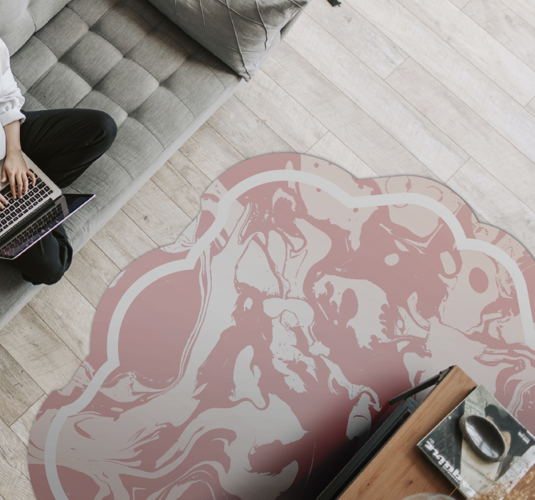 ροζ και λευκό μαρμάρινο χαλί - TenStickers