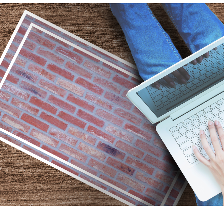 ροζ τούβλα με λευκό περίγραμμα πλακάκι χαλί - TenStickers