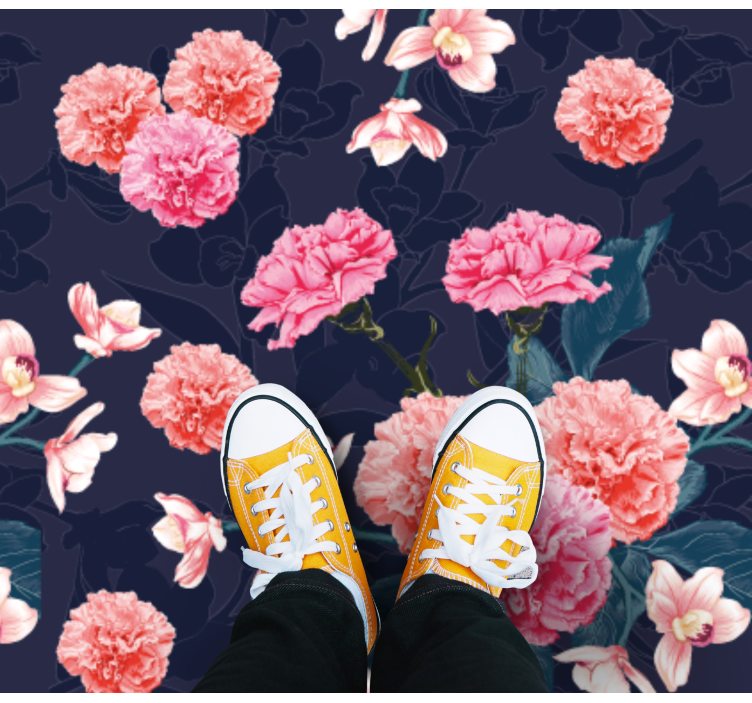 ροζ χαλί με κόκκινα γαρίφαλα - TenStickers