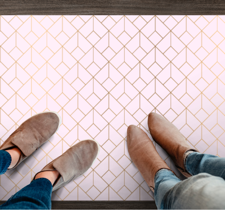 ροζ με χρυσές γραμμές χαλί με κανονικό σχέδιο - TenStickers