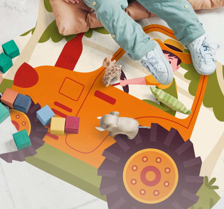 απλό πορτοκαλί τρακτέρ παιδικό χαλί βινυλίου - TenStickers