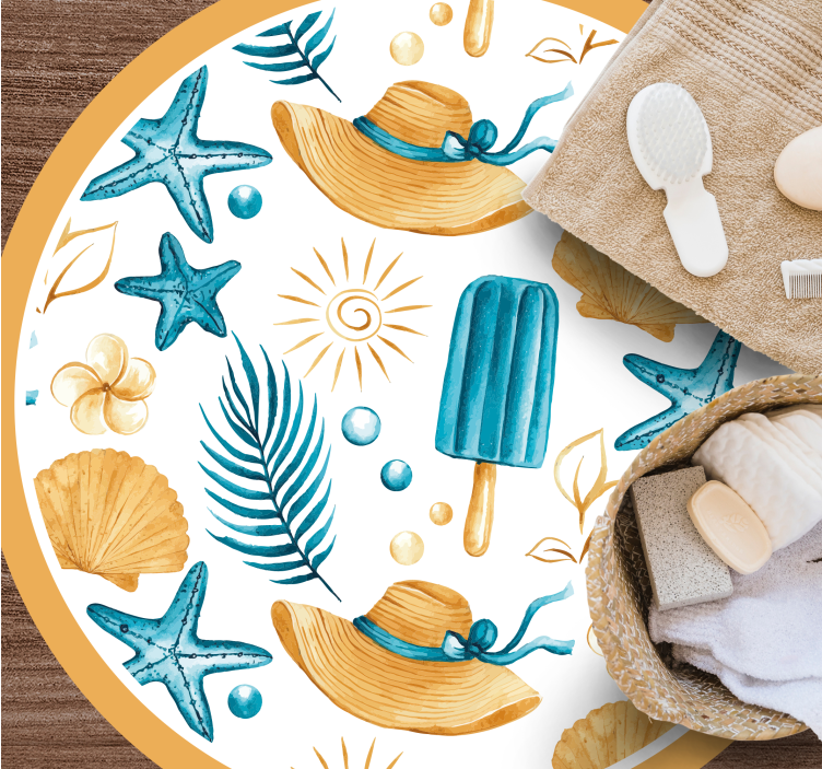 ποπ παγωτό και καπέλα μοντέρνο χαλί - TenStickers